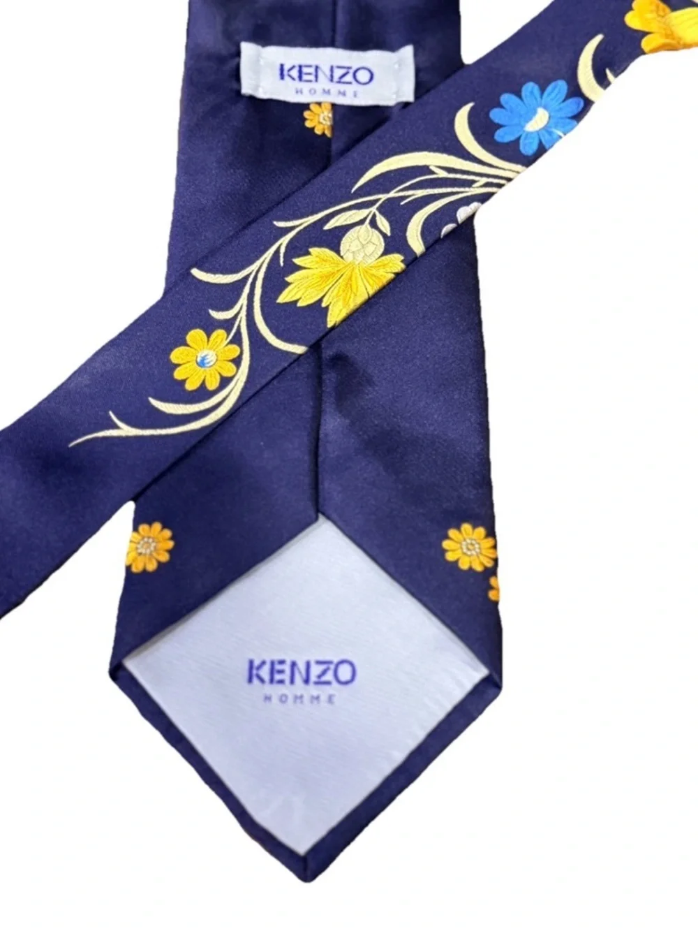 Kenzo Homme Silk Tie Navy Floral Botanical Made in Italy